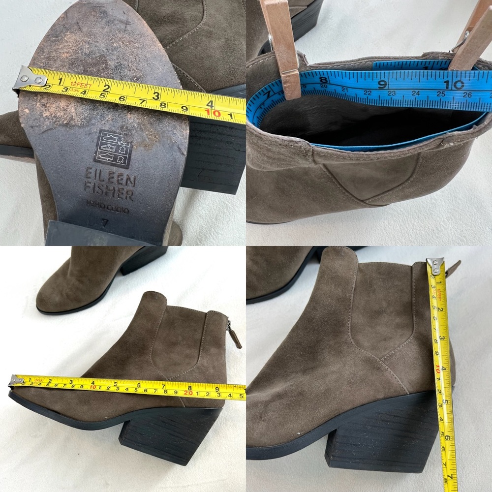 Eileen Fisher Peer-Su Suede Ankle Booties Size 7 - Picture 14 of 16